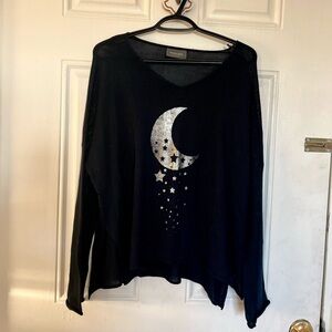 Wooden Ships | Navy Moon and Stars Women's Top